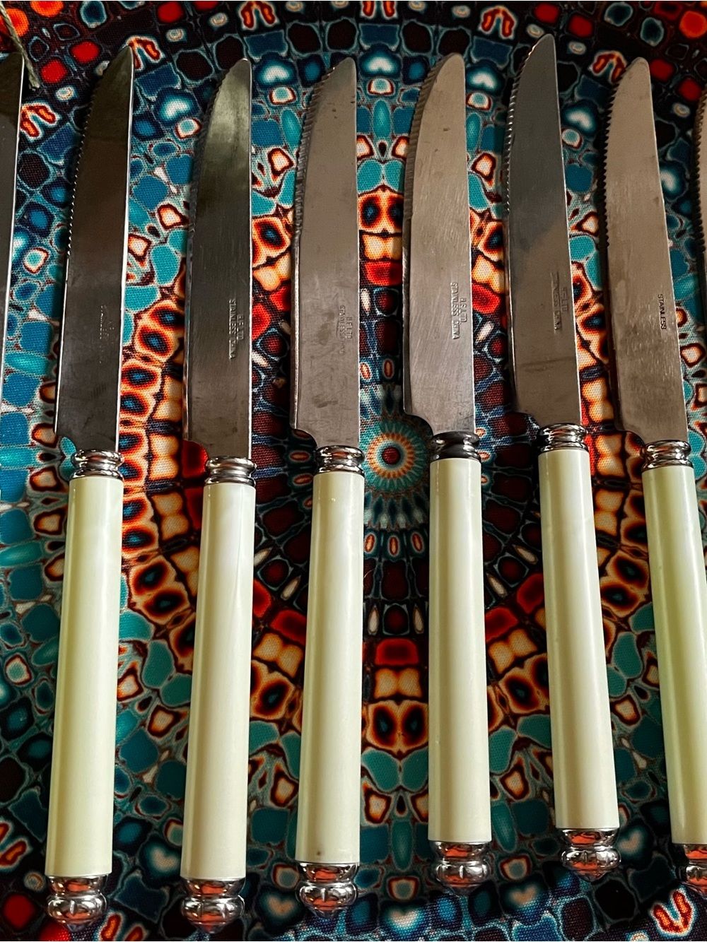 Lime Handle Stainless Steel Dinner Ware - Set of 6 ( read info)